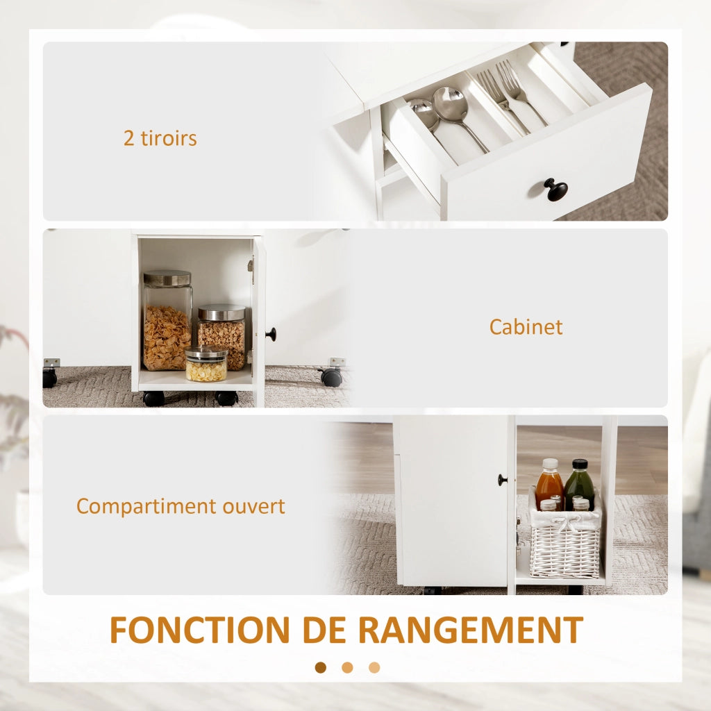 Tavolo da pranzo pieghevole allungabile con cassetti ¨C zephmum ¨C bianco 120x60x75 cm