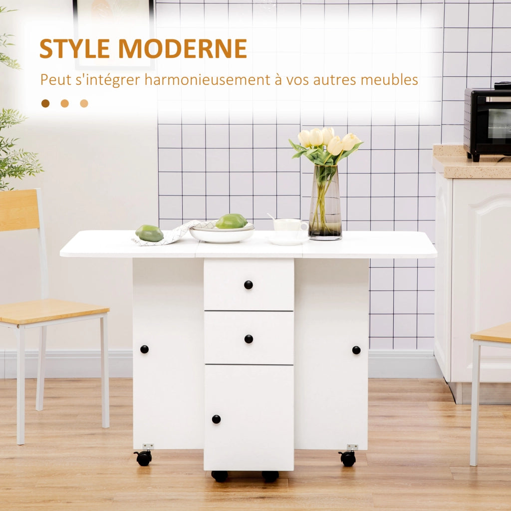 Tavolo da pranzo pieghevole allungabile con cassetti ¨C zephmum ¨C bianco 120x60x75 cm