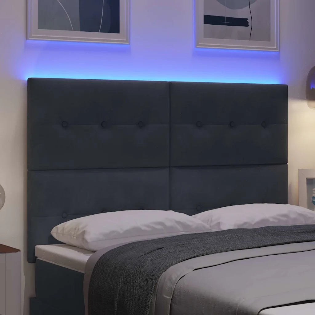 Testiera | Testata LED con strisce LED Grigio 144 cm Velluto