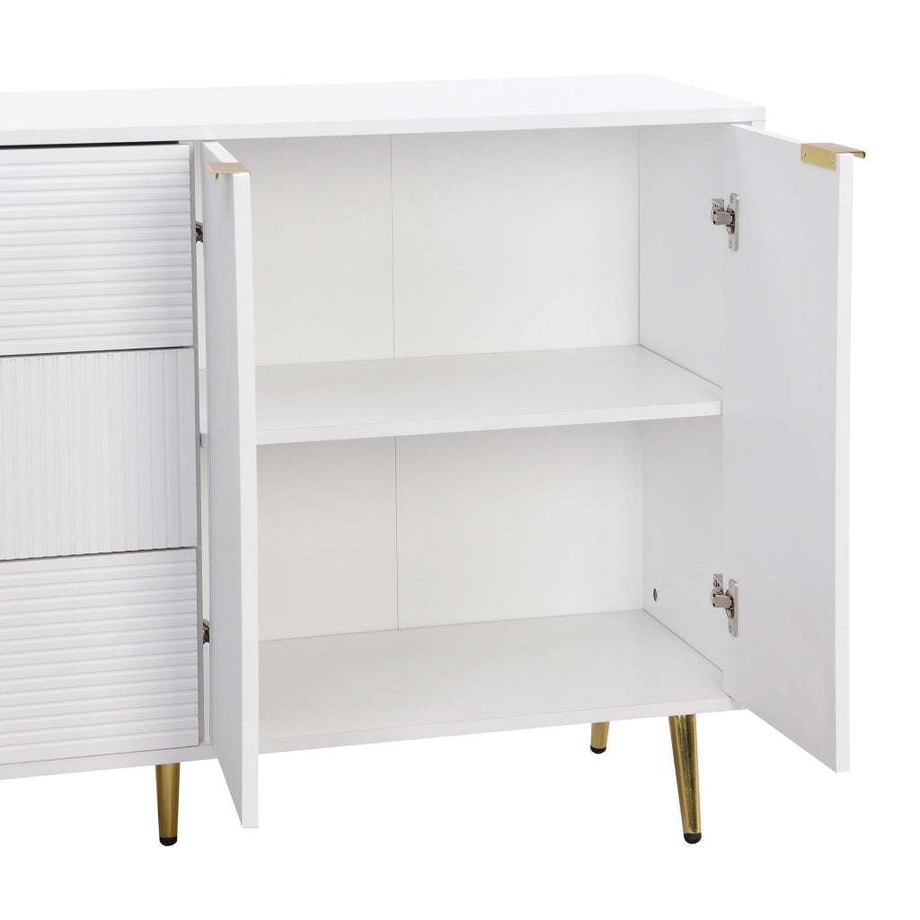 CREDENZA 120x38x80,5 cm MDF Bianca e Oro