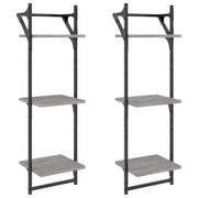 2 pz Mensole a Parete | Scaffale Parete | Ripiano a parete con Aste Grigio Sonoma 30x25x100 cm