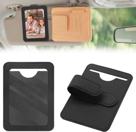 Fotolijst Auto a 2 pezzi - Supporto in Pelle - Fotolijst Magnetica - Organizzatore per Ombrelli - Utilizzo Multifunzionale - Supporto per Foto