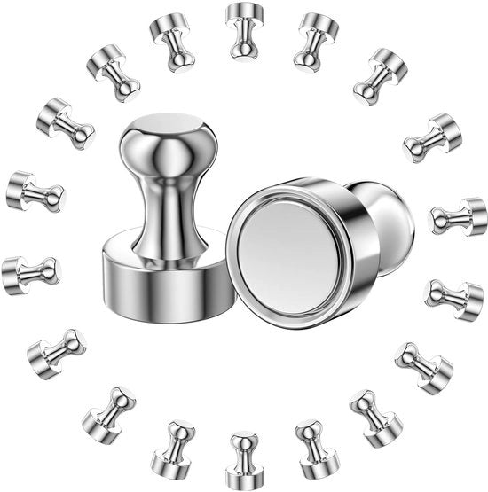 Set di Magnetini Neodymium Extra Forti 18 pezzi Magnetini Mini 12 x 16 mm per Tavolo Magnetico, Pegboard, Prikbord, Frigorifero, Magnetini a Cilindro, Magnetini per Musica, Magnetini Neodymium Piccoli con Scatola di Conservazione