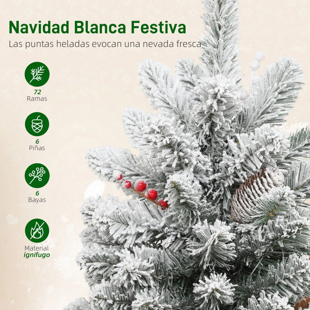 Albero di Natale Artificiale 60 cm con Luci LED e Base ¨C zephmum ¨C Verde con Neve