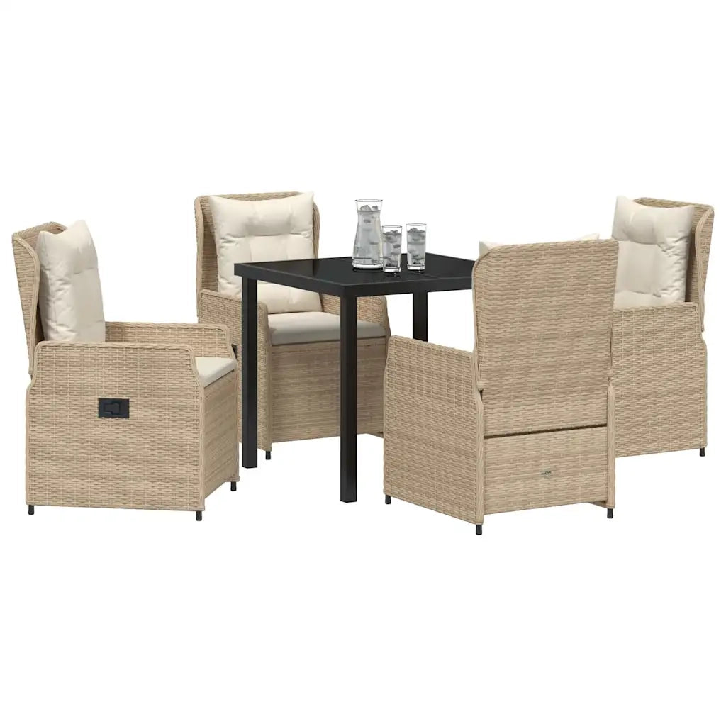Set da Pranzo per Giardino 5 pcs Beige e Grigio Chiaro