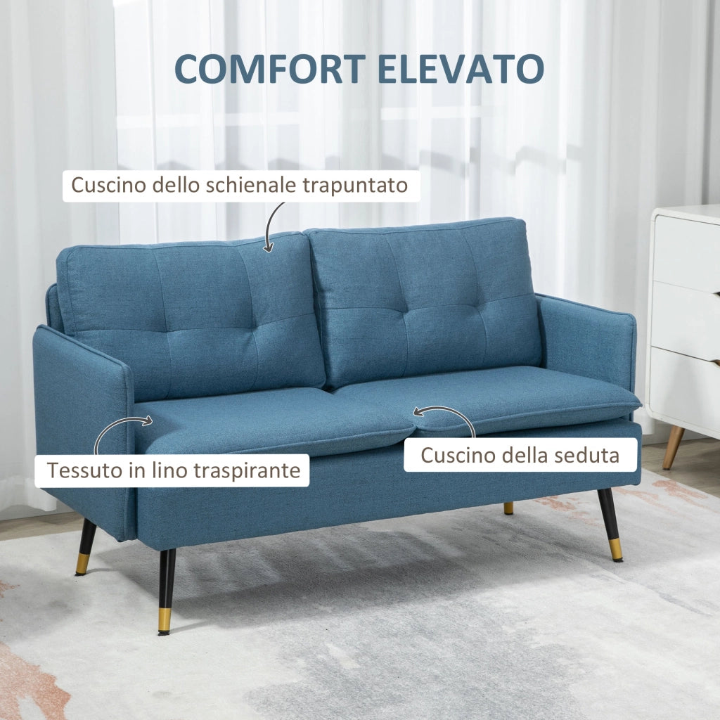 Divano 2 Posti in Tessuto Blu Scuro ¨C zephmum ¨C 139x68x80cm
