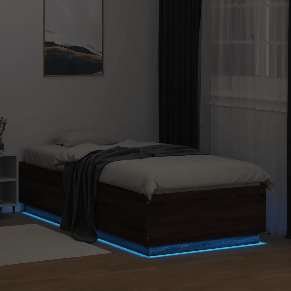 Giroletto Luci LED Rovere Marrone 90x200cm in Legno Multistrato 3209638