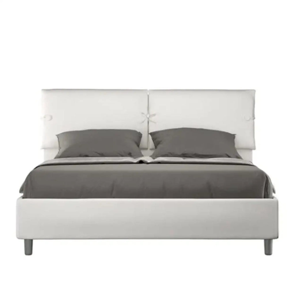 Letto matrimoniale con rete imbottito 160x200 similpelle bianco Sleeper