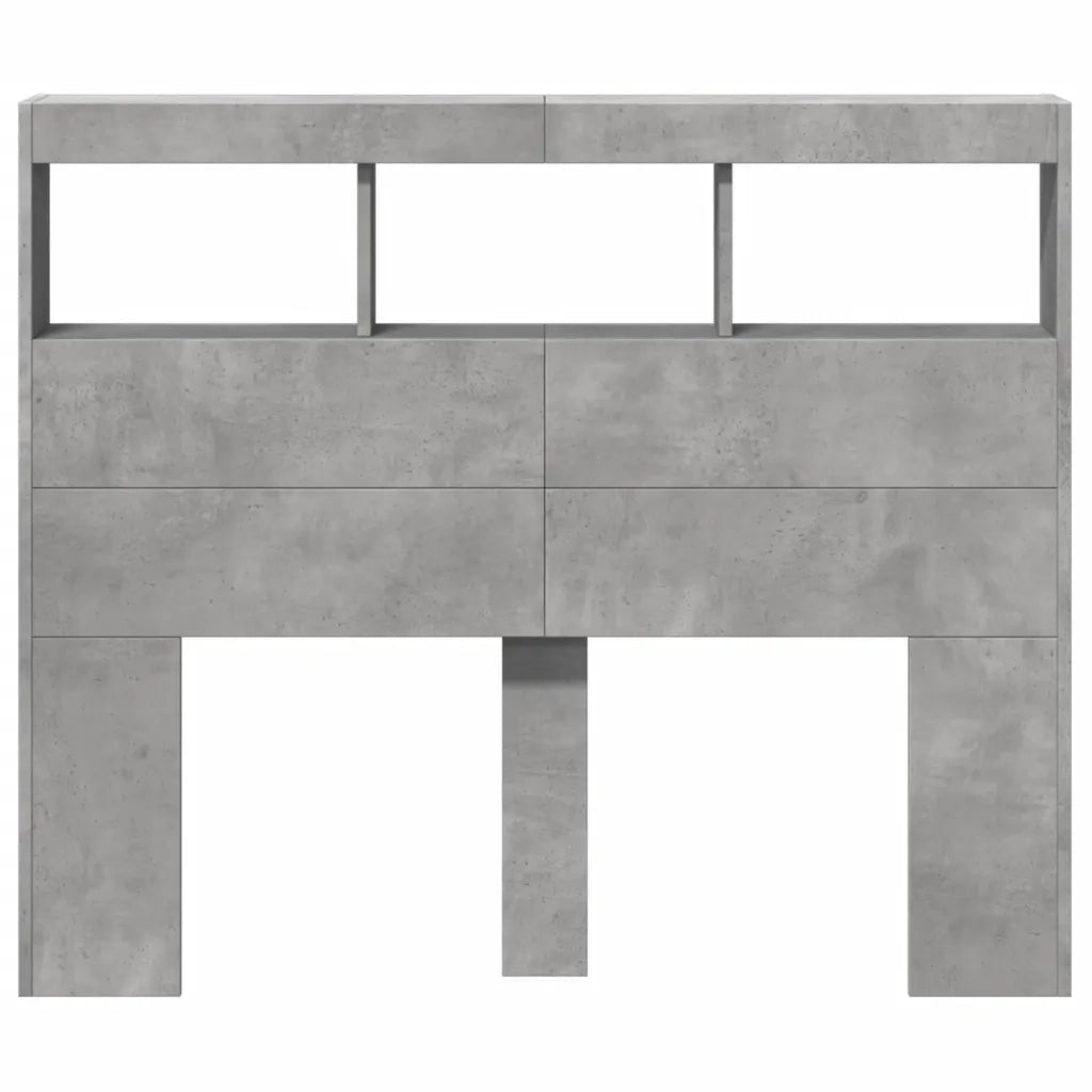 Testiera | Testata con Contenitore a LED Grigio Cemento 120x17x102 cm