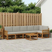 Set di divani da esterno 7 pz Naturale e Grigio Chiaro 3385277