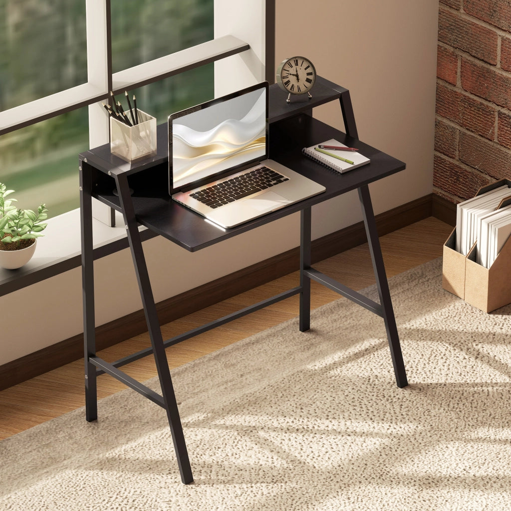 Scrivania per Computer con Cassetti e Gestione Cavi ¨C Minimal ¨C 84x45x85 cm, Nero