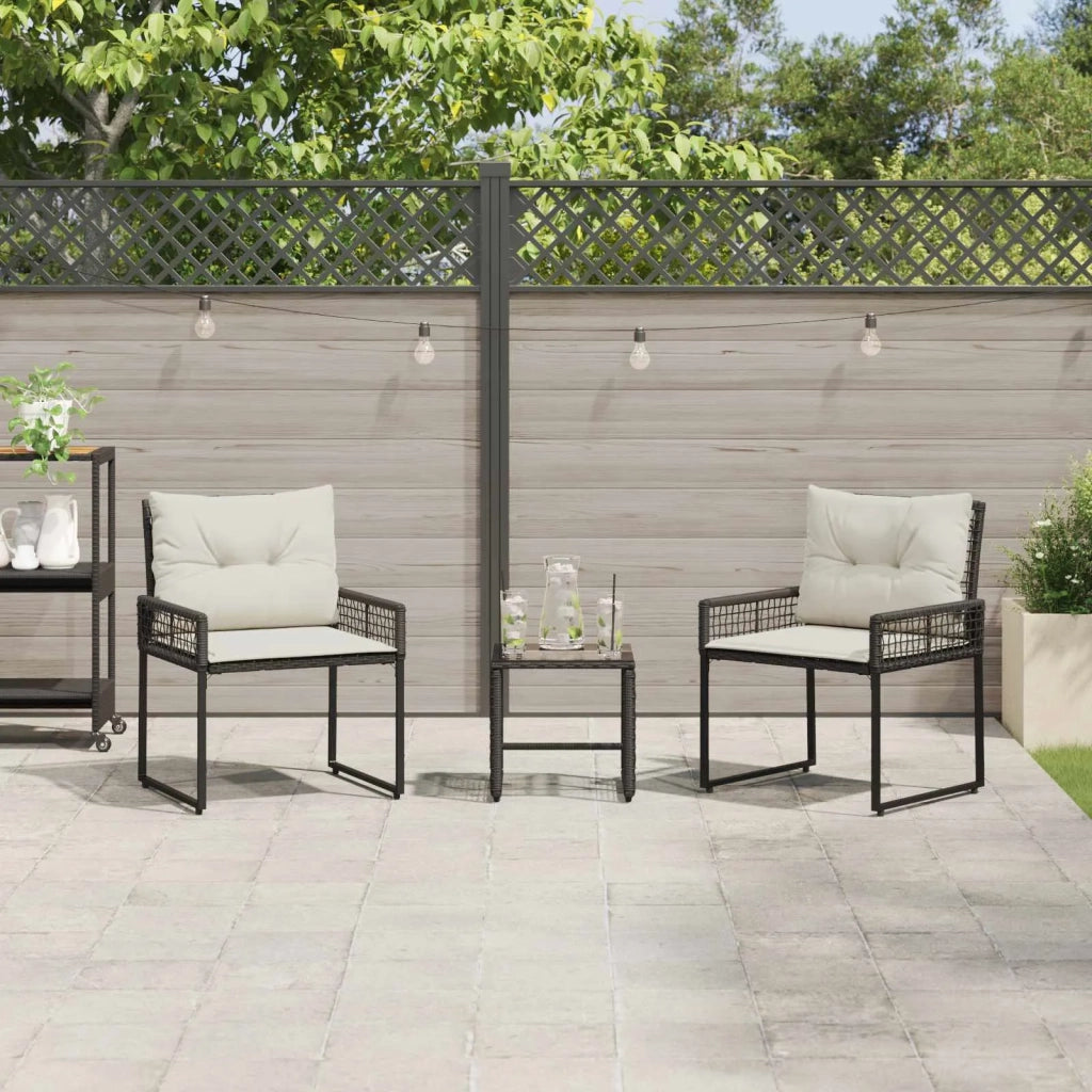 Set di Mobili da Esterno con cuscino 3 pcs Nero e Bianco 42025174