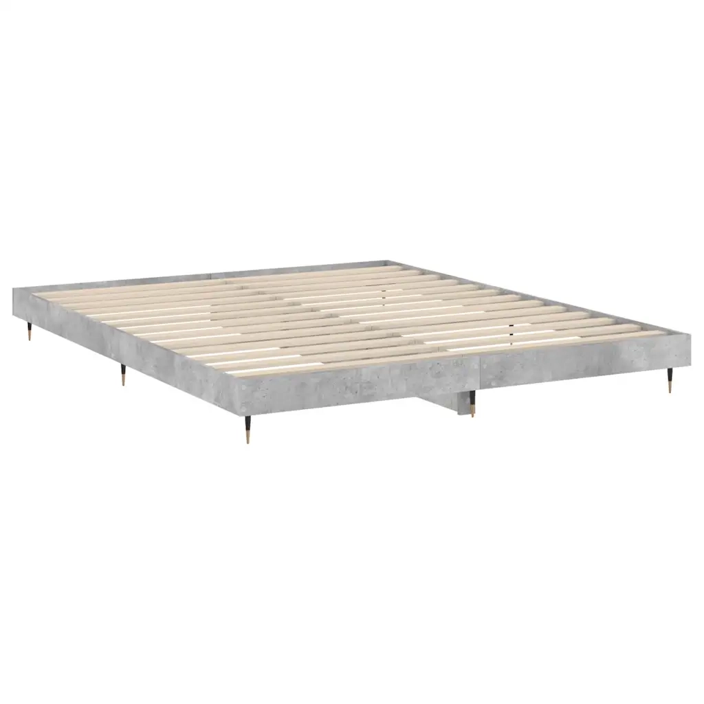 Letto matrimoniale | Letto per adulti | Giroletto Grigio Cemento 120x200 cm in Legno Multistrato