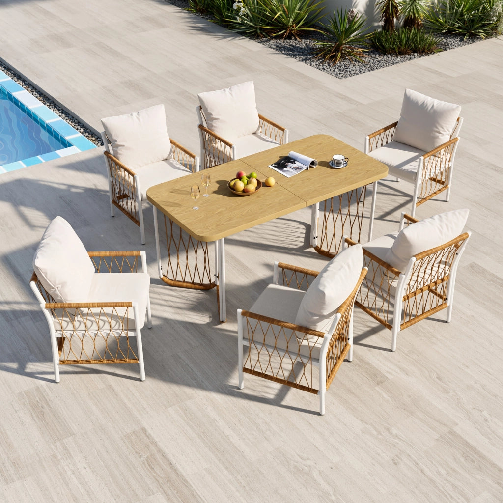 Set da Giardino con Cuscini ¨C Xylo ¨C Polyrattan, Braccioli, Metallo