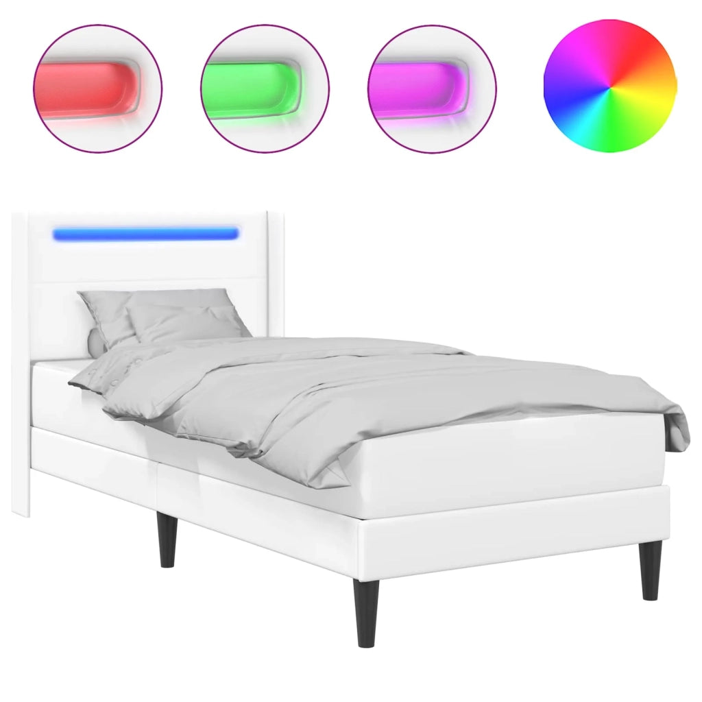 Letto singolo | Letto per adulti | Struttura letto con materasso Bianco 100 x 200 cm Similpelle