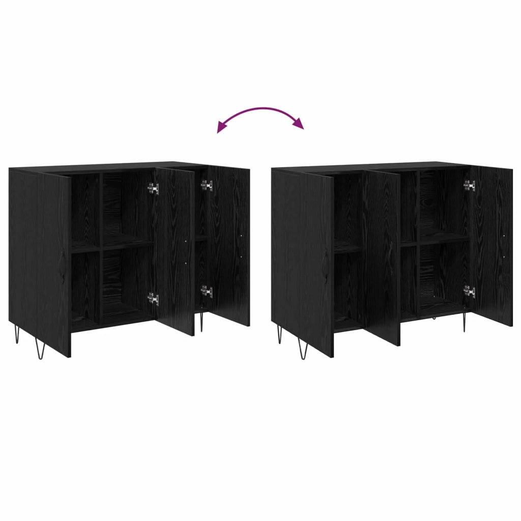 Credenza | Madia | Buffet da pranzo | Armadio da pranzo Rovere Nero 90 x 32,5 x 80 cm Legno multistrato