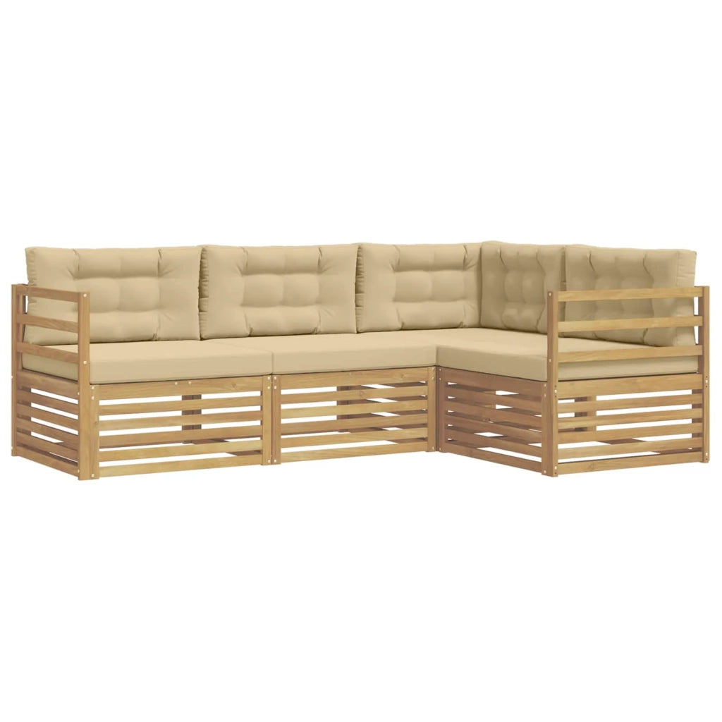 Set di divani da esterno 4 pz Bianco e Beige Poliestere 3390388