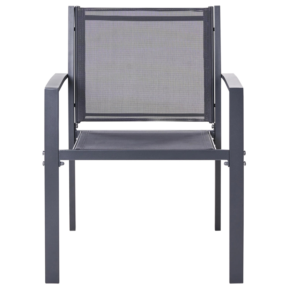 Set da giardino grigio scuro Set da salotto in acciaio 4 posti con tavolo Stile industriale moderno Giardino Patio Balcone
