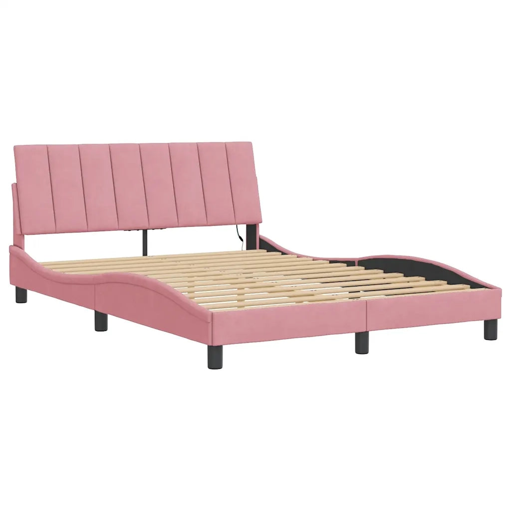 Giroletto con LED senza Materasso-Struttura Letto Hanko Rosa 120x200 cm in Velluto