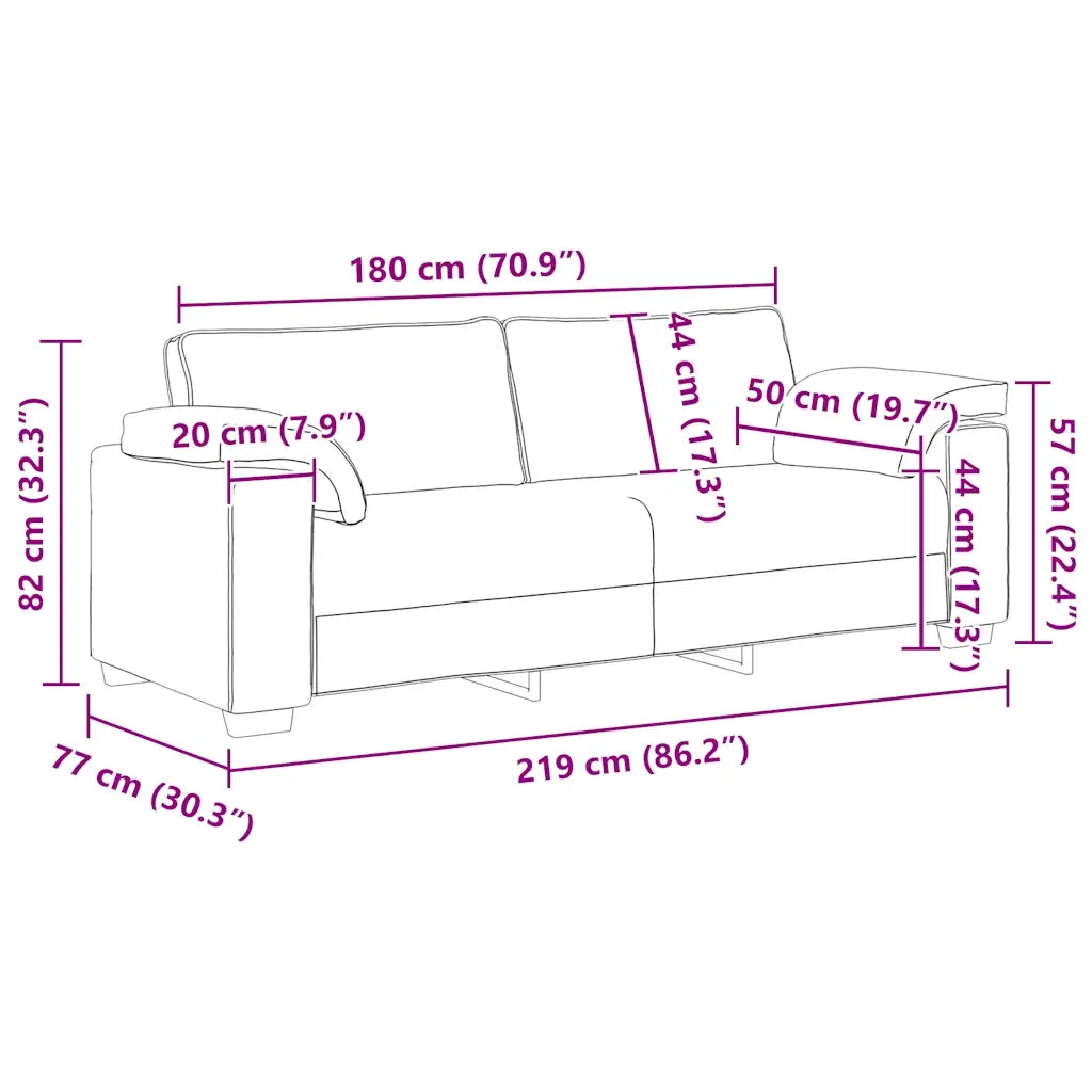 Divano a 3 Posti-Sofa 3 Posti Blu 178 cm in Velluto