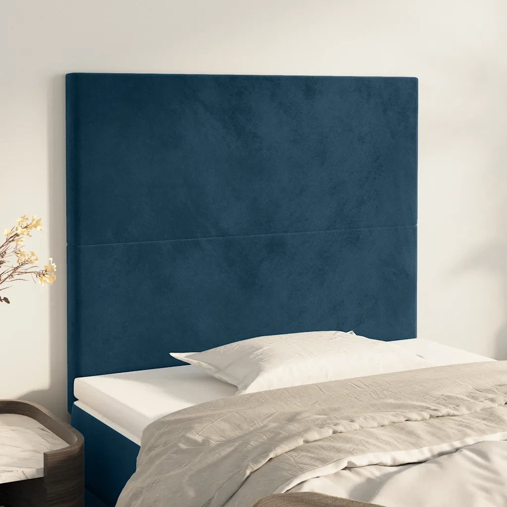 Testiera | Testata Blu Scuro 100x5x118/128 cm Velluto