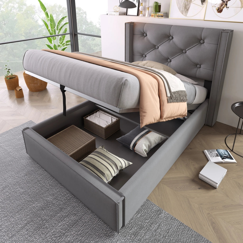 letto imbottito cotone grigio 90 x 200 cm