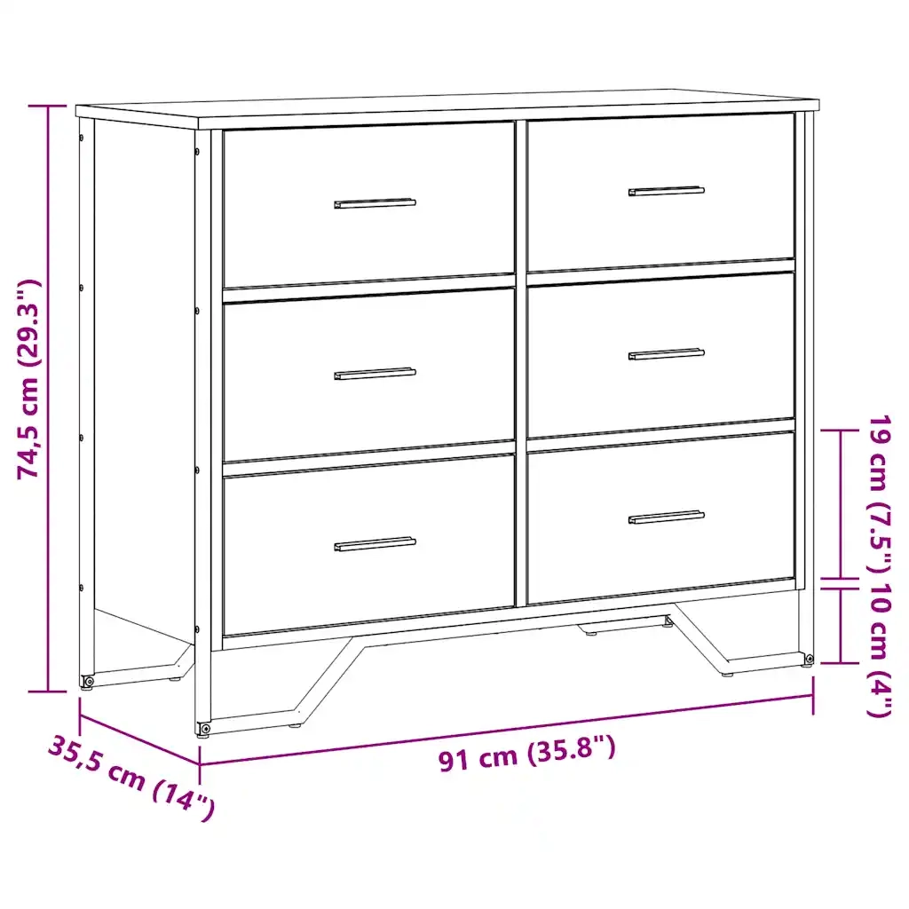 Cassettiera Grigio Sonoma 91x35,5x74,5 cm in Truciolato CFW7273466