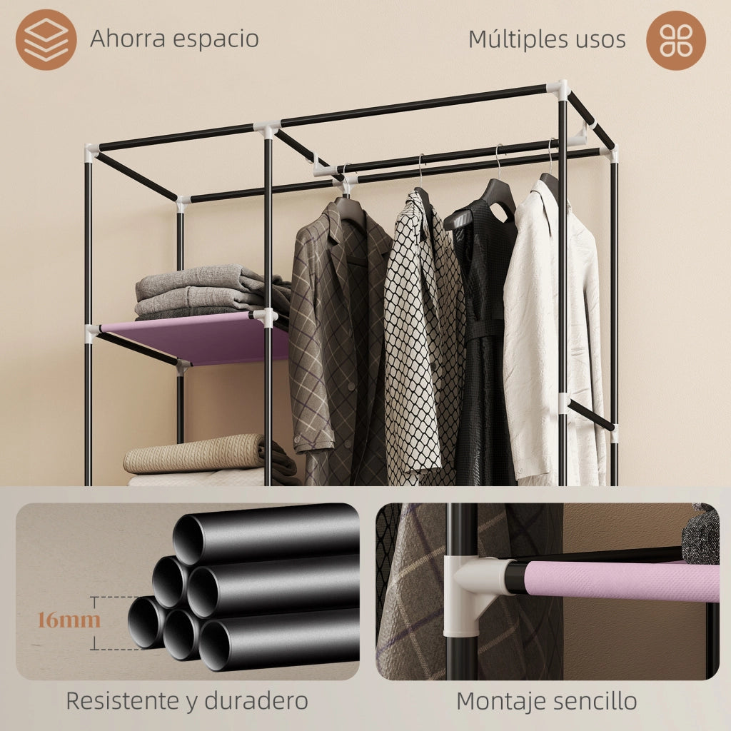 Armadio Portatile con Ruote ¨C zephmum ¨C Rosa 103x43x162.5cm