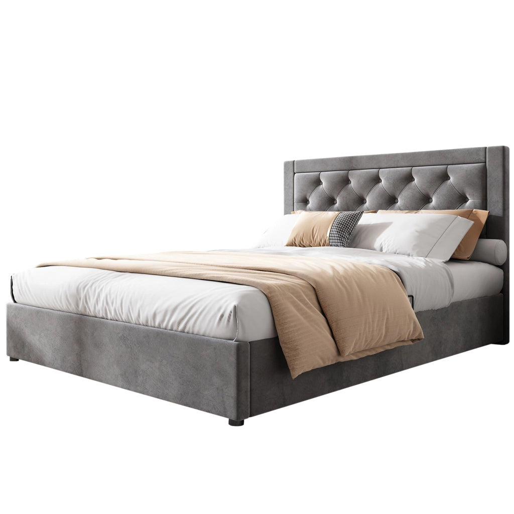 letto imbottito acciaio grigio 140 x 200 cm