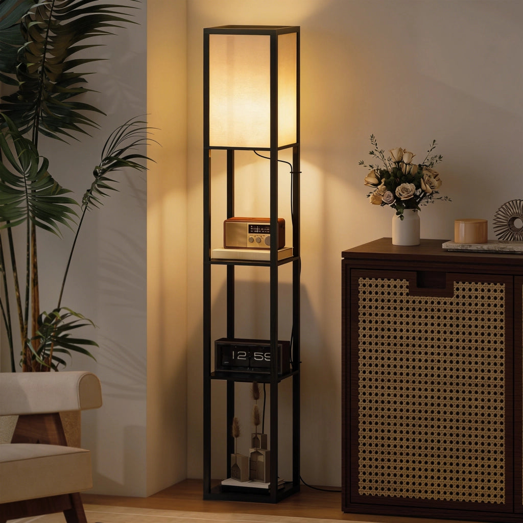 Lampada da Terra con Ripiani ¨C Minimal ¨C Nero