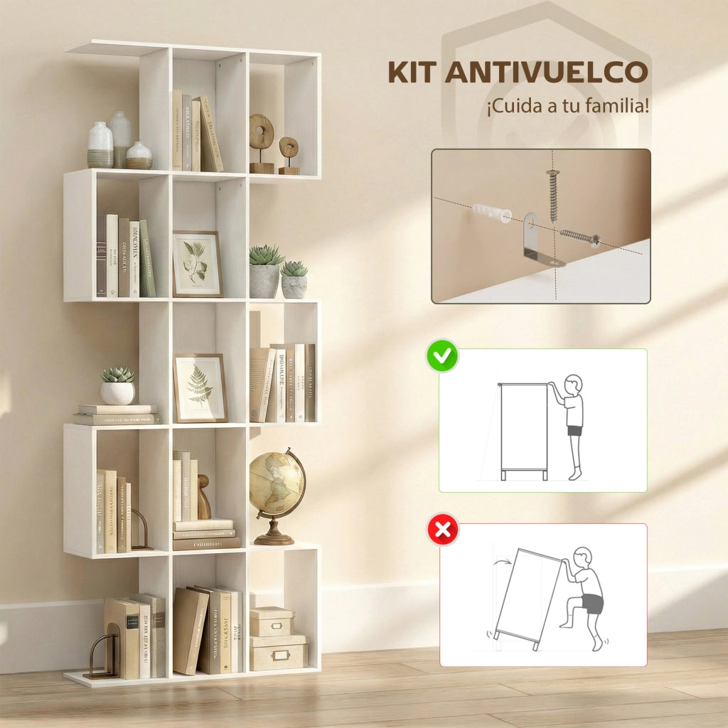 Libreria a S 5 Livelli ¨C Xylo ¨C Legno Bianco 80x24x200 cm