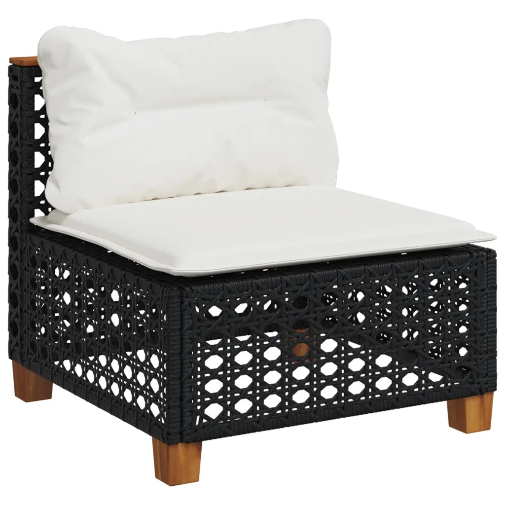 Set Divani da Giardino 9 pz con Cuscini Nero in Polyrattan 3261896