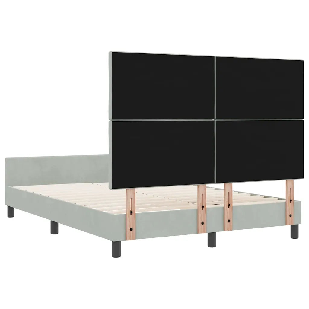 Letto a molle con testiera Grigio chiaro 140 x 200 cm Velluto 3345011