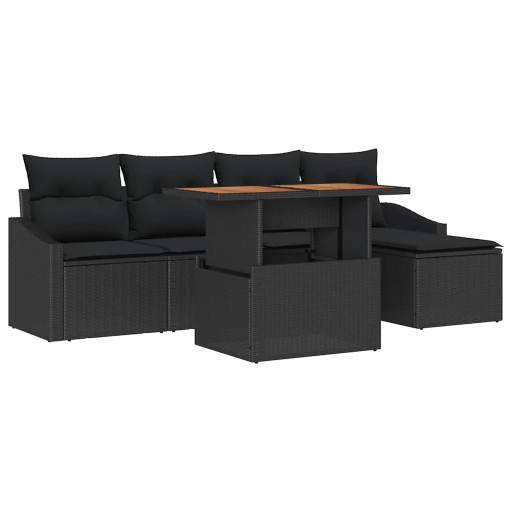 Set Divano da Giardino con archiviazione 6 pcs Nero Poly Rattan 3358564