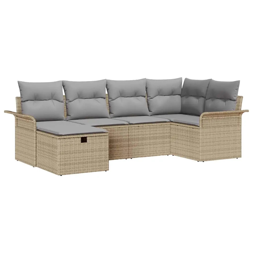 Set Divano da Giardino 6 pcs Beige e Grigio Chiaro polyrattan 3358879