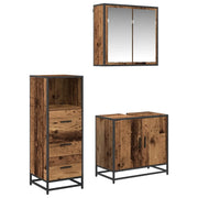 Set di mobili per il Bagno | Armadio da bagno con cassetto 3 pz Legno vecchio
