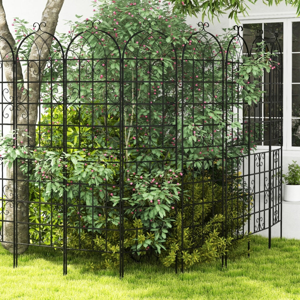 Arco da giardino 220x55cm in metallo, Pergola decorativa da esterno per piante rampicanti fiori verdure Nero 2 Pezzi