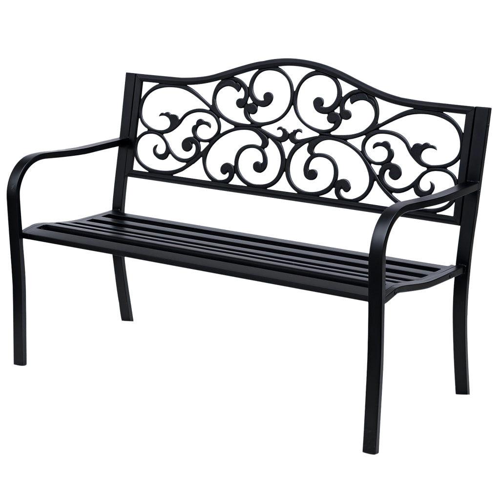 Panchina da giardino 3 posti ¨C Xylo ¨C metallo nero 127x60x85 cm