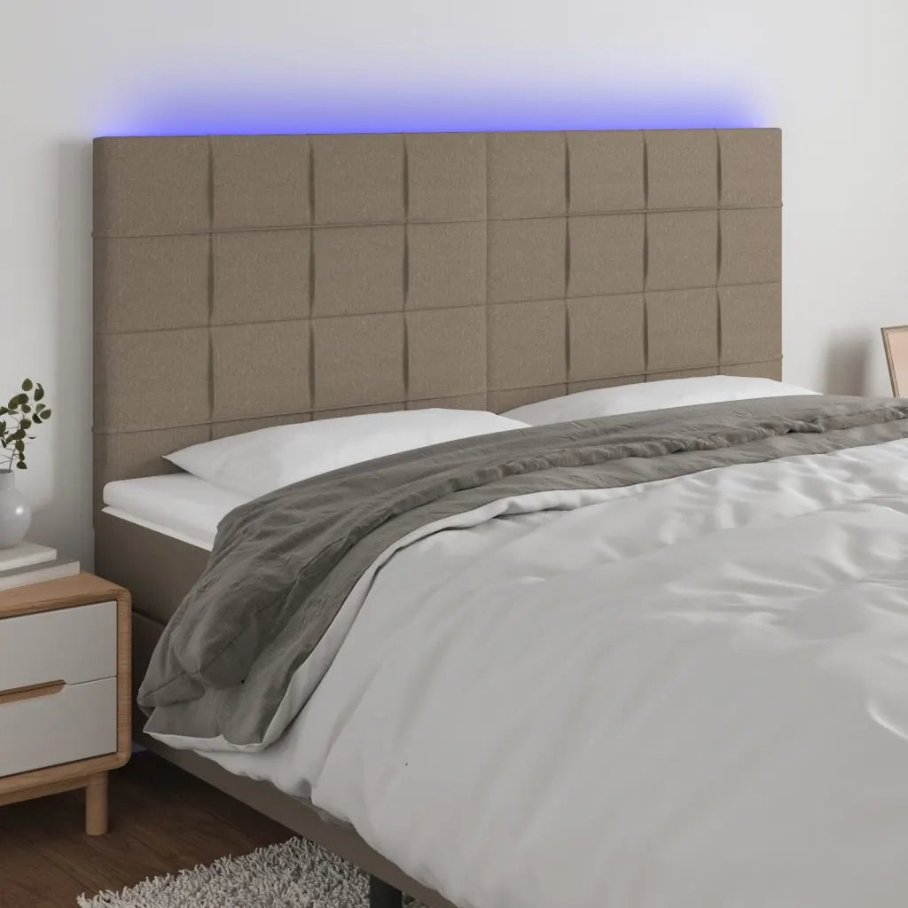 Testiera | Testata a LED tortora 200x5x118/128cm in Tessuto
