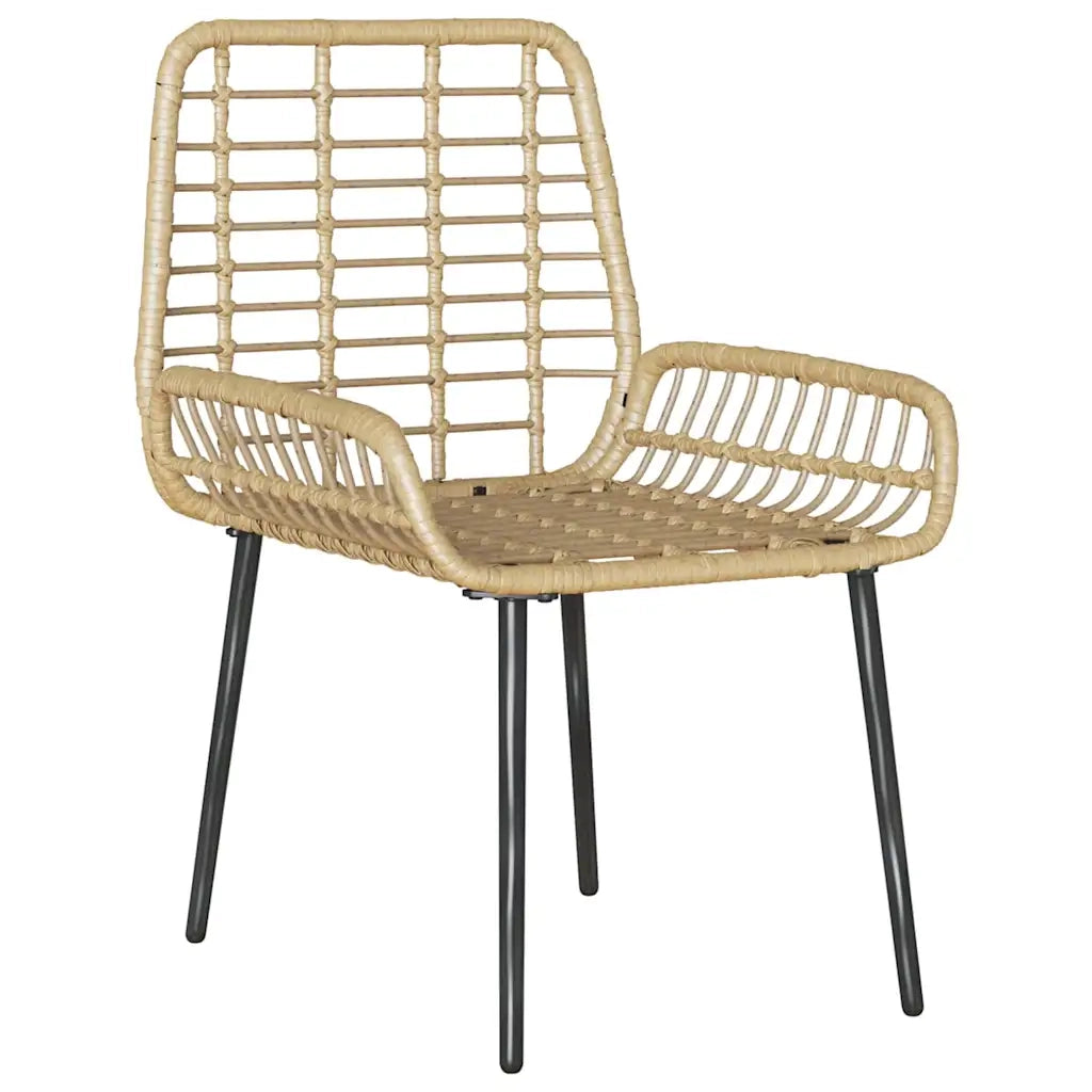 Set da Pranzo per Giardino 3 pcs Marrone e Crema polyrattan 42010359