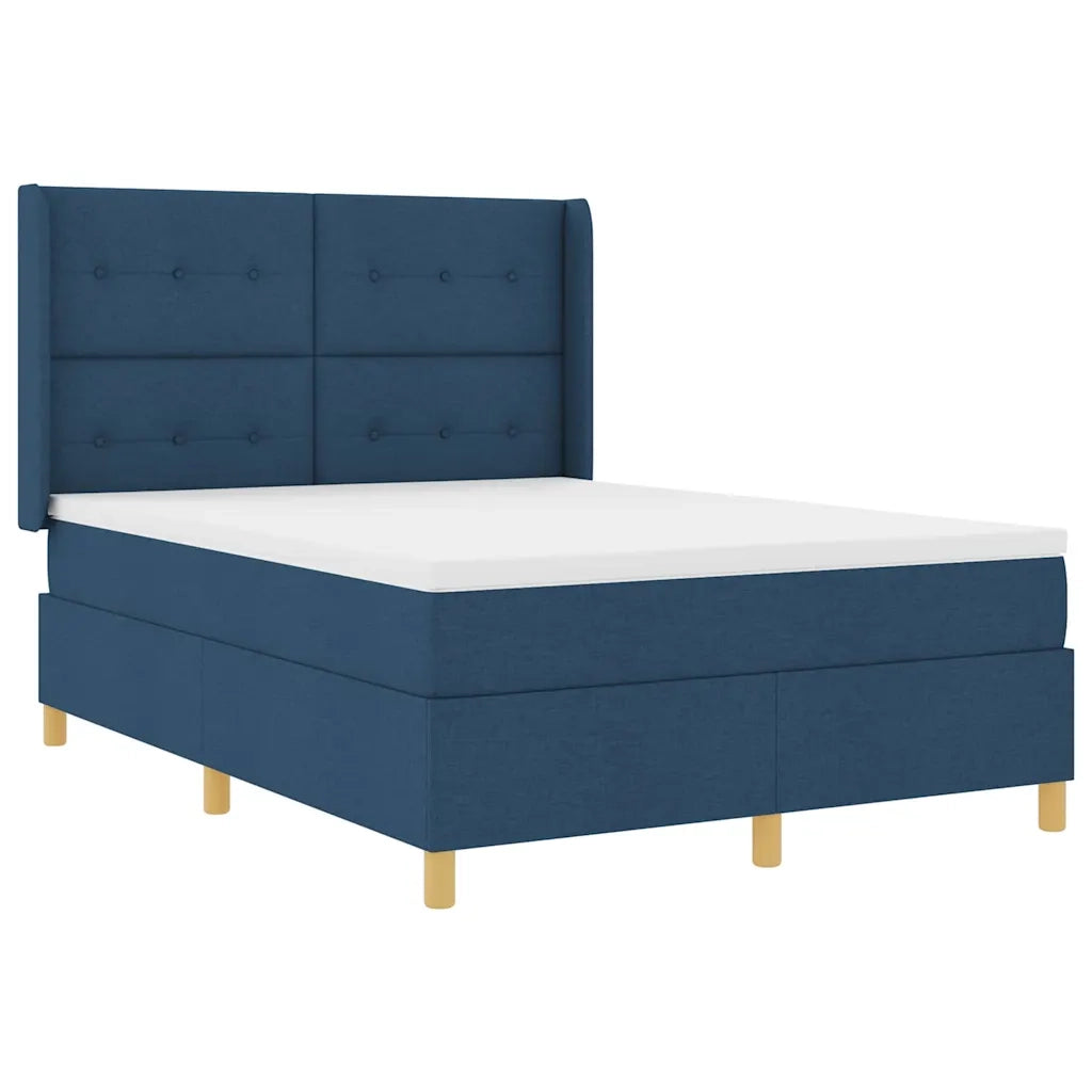 Letto a molle con materasso Blu 140 x 200 cm Tessuto
