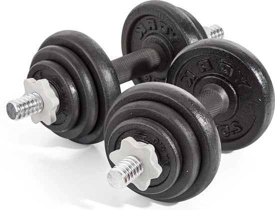 Set di manubri in ghisa da 20 kg - set di pesi da 2 manubri regolabili - nero