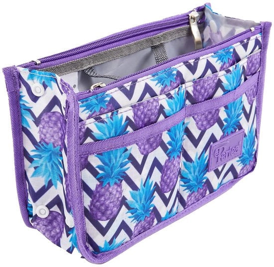 Organizzatore di Borsa a Mano - Tastiera di Organizzazione - Firmato - Piccolo, Medio & Grande (Ananas Viola, Piccolo)