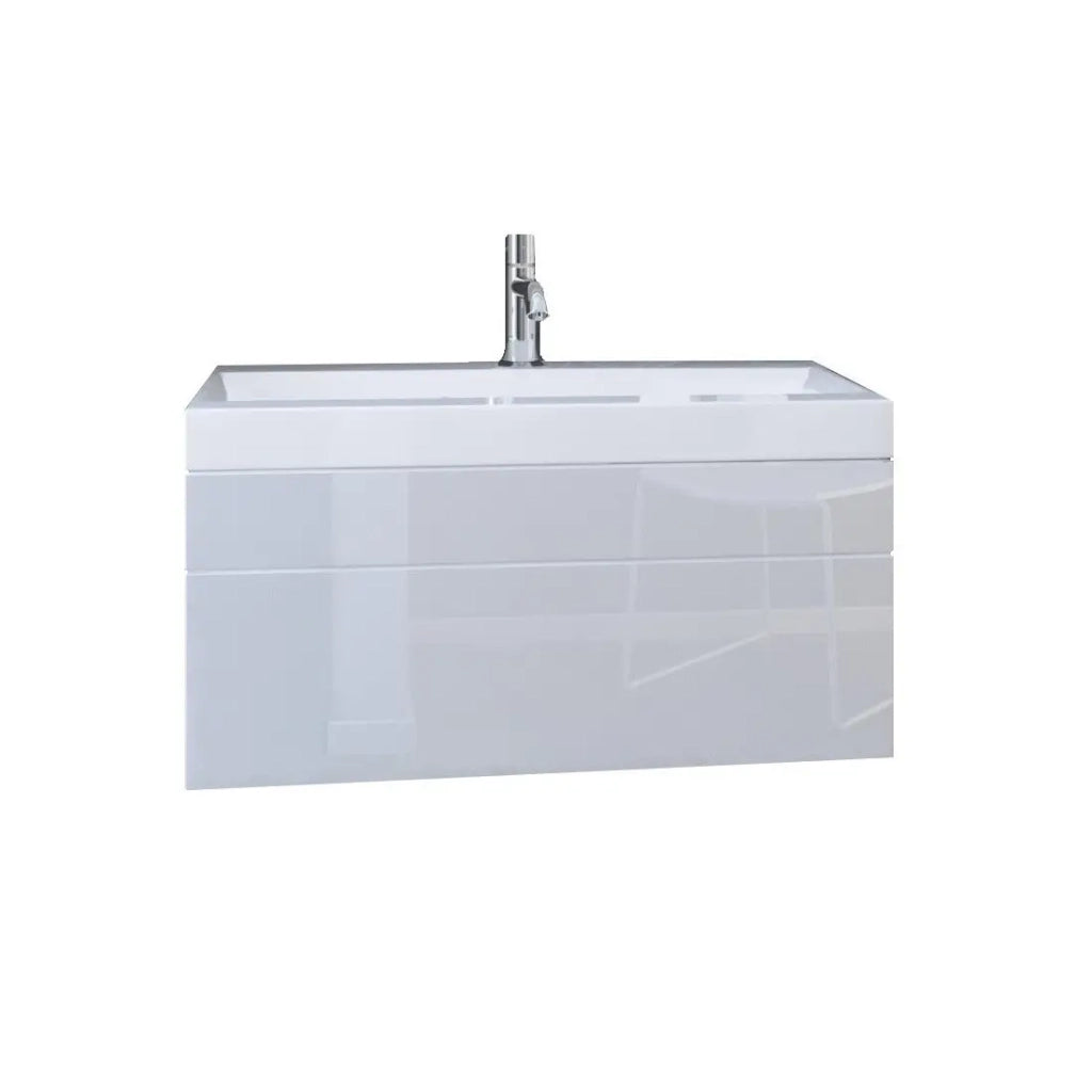 Set di mobili da bagno bianchi, collezione RAVEN, colonne, specchio, mobile sotto lavabo.