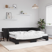 Divano Letto Estraibile con Materassi Nero 90x200 cm Velluto 3196719