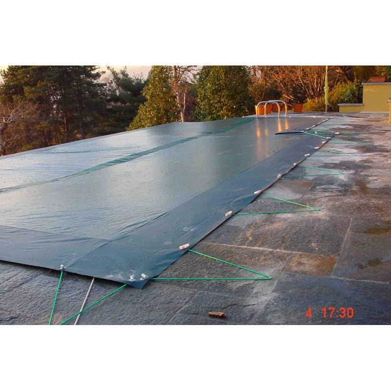 Telo Copertura Piscina 6x8m in PVC 600 gr/mq Blu - Protezione Invernale Antifoglie, Occhielli 25cm Sicurezza Bambini & Antiraggi UV