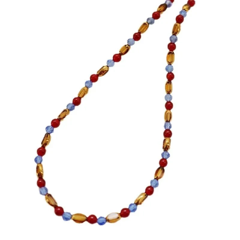 Collana vintage fatta a mano con perline di cristallo marrone, regalo di Natale per donna, regalo di compleanno