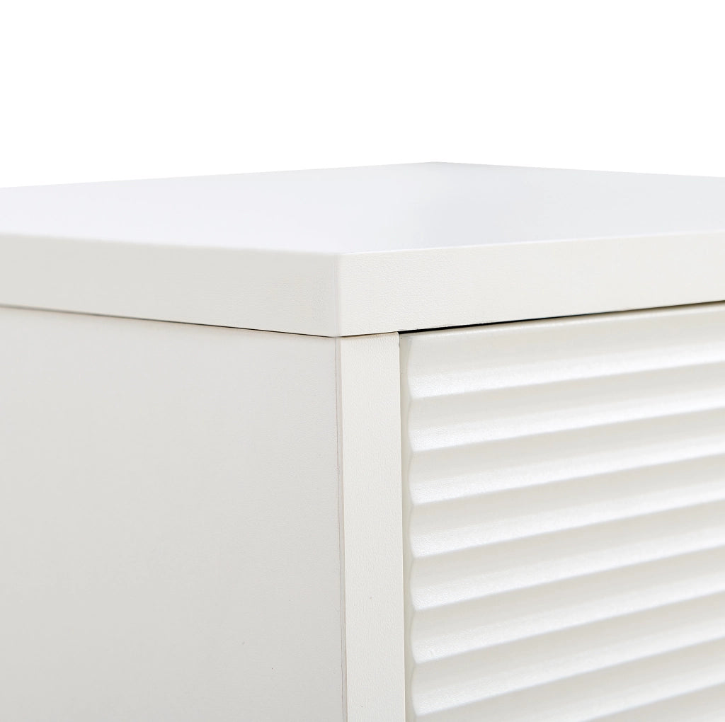 Cassettiera moderna a 6 cassetti 120x40x78 cm in MDF bianco con maniglie in lega di zinco