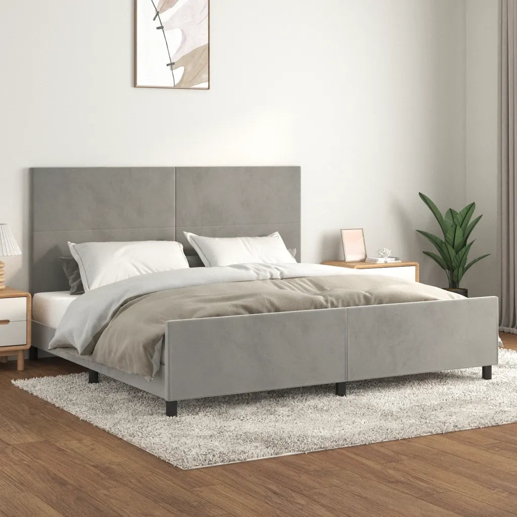 Giroletto senza Materasso-Struttura Letto Grigio Chiaro 200x200 cm Velluto 459360