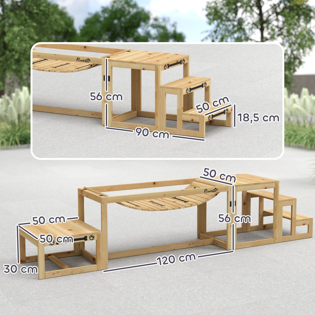 Set di agility per cani, set da 4 pezzi per l'addestramento del cane con ponte, scale, piattaforma, attrezzatura per agility realizzata in legno di